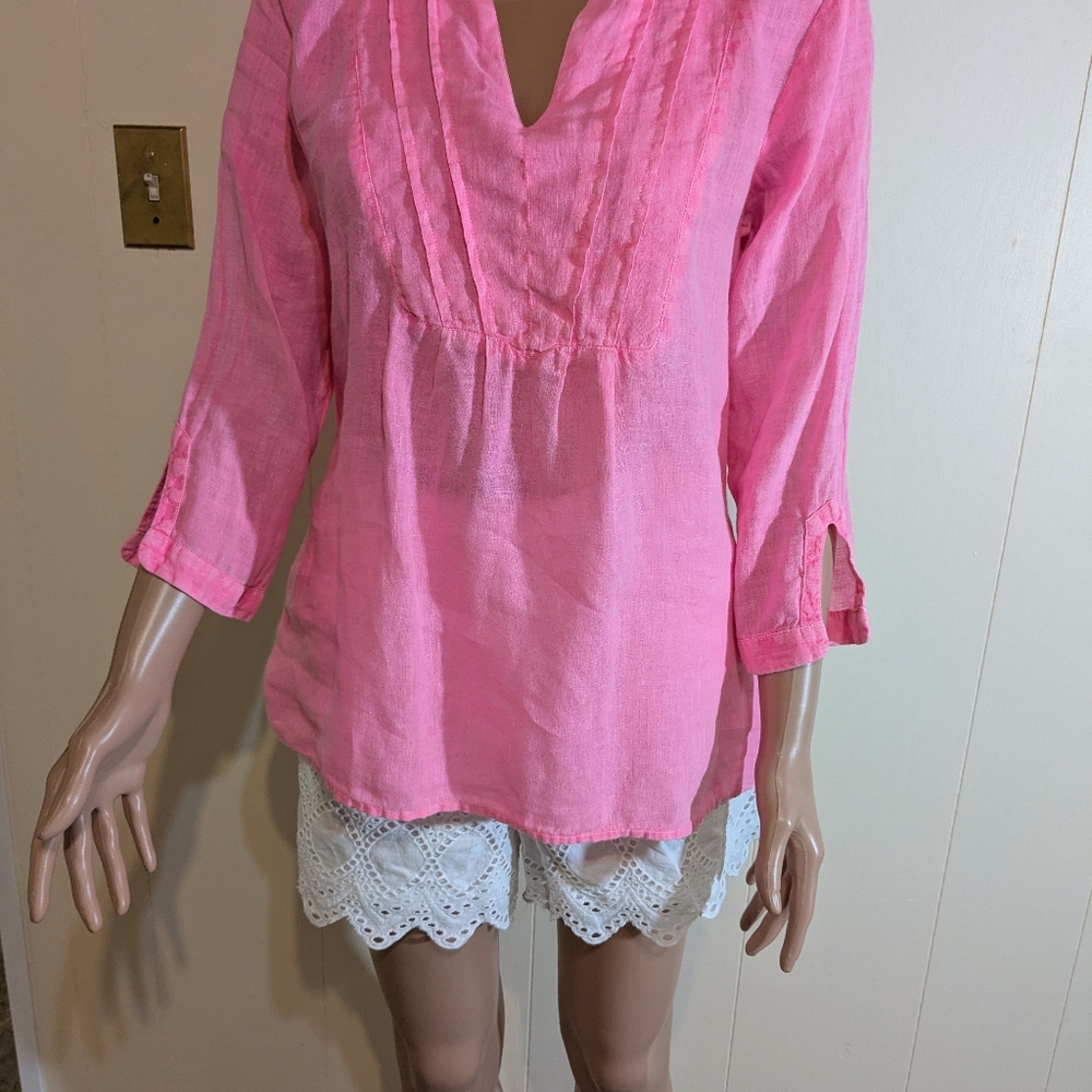 Vineyard Vines Bright Pink Linen Top